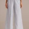 Grey Striped Smocked Waist Wide Leg Pants -Women Dress Shop plbp3072606 1