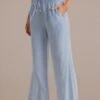 Smocked Waist Wide Leg Pocketed Sweatpants -Women Dress Shop plbp3072611 1