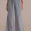 Gray Drawstring Waist Wide Leg Pants -Women Dress Shop plbp3072616 1