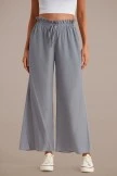 Gray Drawstring Waist Wide Leg Pants
