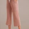Taupe Drawstring Waist Wide Leg Pants -Women Dress Shop plbp3072619 1