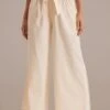 Beige Waist Tie Crop Wide Leg Pants -Women Dress Shop plbp3072622 1