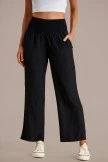 Black Elastic Waist Wide Leg Pants