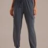 Grey Drawstring Waist Pocketed Cargo Pants -Women Dress Shop plbp3072702 1