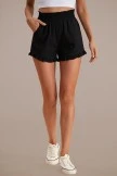 Black Smocked Waist Ruffle Hem Pocketed Shorts 7 Black Smocked Waist Ruffle Hem Pocketed Shorts - Image 5