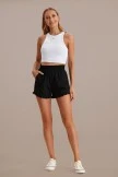 Black Smocked Waist Ruffle Hem Pocketed Shorts 8 Black Smocked Waist Ruffle Hem Pocketed Shorts - Image 6