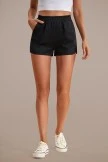 Black Elastic Waist Active Shorts