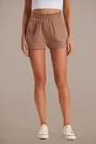Taupe Elastic Waist Pocketed Shorts