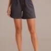 Charcoal Basic Drawstring Waist Shorts -Women Dress Shop plbs3072609 1
