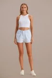 Light Blue Elastic Waist Cuffed Shorts 8 Light Blue Elastic Waist Cuffed Shorts - Image 6