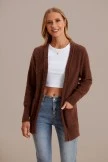 Mauve Long Sleeve Open Front Knit Cardigan