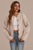 Taupe Long Sleeve Round Neck Cardigan With Buttons 7 Taupe Long Sleeve Round Neck Cardigan With Buttons - Image 5