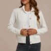 White Mock Neck Button Front Knit Cardigan 2 White Mock Neck Button Front Knit Cardigan -Women Dress Shop plfw30603 1