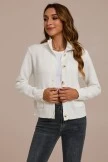 White Mock Neck Button Front Knit Cardigan