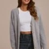 Heather Grey Knit Button Front Cardigan 1 Heather Grey Knit Button Front Cardigan -Women Dress Shop plfw30604 1