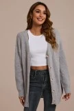 Heather Grey Knit Button Front Cardigan