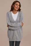 Heather Grey Knit Button Front Cardigan 5 Heather Grey Knit Button Front Cardigan - Image 3