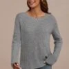 Heather Grey Basic Long Sleeve Round Neck Sweater 2 Heather Grey Basic Long Sleeve Round Neck Sweater -Women Dress Shop plfw30605 1