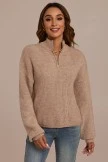 Solid Color High Neck Half Zip Sweater