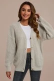 Solid Color Knit Long Sleeve Button Front Cardigan
