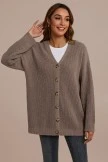 Taupe Knit Button Front Cardigan 6 Taupe Knit Button Front Cardigan - Image 4