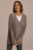 Taupe Knit Button Front Cardigan 7 Taupe Knit Button Front Cardigan - Image 5