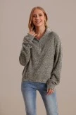 Green Knit Long Sleeve Half Zip Sweater