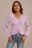Lilac Trumpet Long Sleeve V Neck Drawstring Sweater 6 Lilac Trumpet Long Sleeve V Neck Drawstring Sweater - Image 4
