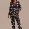 Christmas Print Long Sleeve Round Neck Loungewear Set -Women Dress Shop plp061601 1