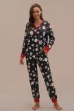 Christmas Print Long Sleeve Round Neck Loungewear Set