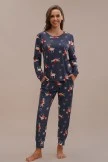 Cute Christmas Elk And Floral Print Loungewear Set