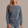 Solid Color Round Neck Long Sleeve Cozy Sweatshirt -Women Dress Shop plss2071407 1 1