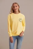 Smile Round Neck Long Sleeve Sweatshirt