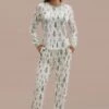 Casual Pine Forest Print Long Sleeve Round Neck Loungewear Set 2 Casual Pine Forest Print Long Sleeve Round Neck Loungewear Set -Women Dress Shop ptp2062703 1