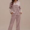 Cozy Soft Long Sleeve Collared Neck Buttons Loungewear Set -Women Dress Shop ptp2062705 1