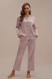 Cozy Soft Long Sleeve Collared Neck Buttons Loungewear Set