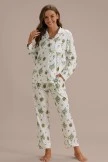 Floral Long Sleeve Collared Neck Buttons Loungewear Set