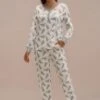 Pine Print Long Sleeve Round Neck Loungewear Set -Women Dress Shop ptp2062712 1