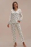 Women Dress Shop 47 Pine Print Long Sleeve Round Neck Loungewear Set