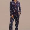 Christmas Dogs Print Long Sleeve Collared Neck Buttons Loungewear Set -Women Dress Shop ptp2062714 1