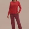 Red Plaid Long Sleeve Round Neck Loungewear Set -Women Dress Shop ptp2062720 1