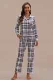 Casual Plaid Long Sleeve Collared Neck Buttons Loungewear Set 4 Casual Plaid Long Sleeve Collared Neck Buttons Loungewear Set - Image 3