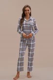 Casual Plaid Long Sleeve Collared Neck Buttons Loungewear Set 5 Casual Plaid Long Sleeve Collared Neck Buttons Loungewear Set - Image 4