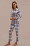 Casual Plaid Long Sleeve Collared Neck Buttons Loungewear Set 7 Casual Plaid Long Sleeve Collared Neck Buttons Loungewear Set - Image 6
