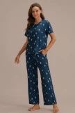 Women Dress Shop 39 Cozy Navy Short Sleeve Round Neck Loungewear Set