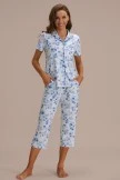 White Floral Short Sleeve V Neck Loungewear Set