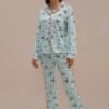 Cute Cat Print Long Sleeve Collared Neck Loungewear Set -Women Dress Shop ptp2062730 1