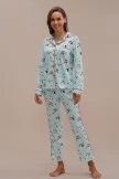 Women Dress Shop 49 Cute Cat Print Long Sleeve Collared Neck Loungewear Set