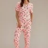 Pink Cherry Print Short Sleeve Round Neck Loungewear Set 1 Pink Cherry Print Short Sleeve Round Neck Loungewear Set -Women Dress Shop ptp2062733 1