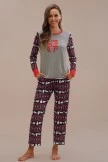 Gray Christmas Elk Long Sleeve Round Neck Loungewear Set 3 Gray Christmas Elk Long Sleeve Round Neck Loungewear Set